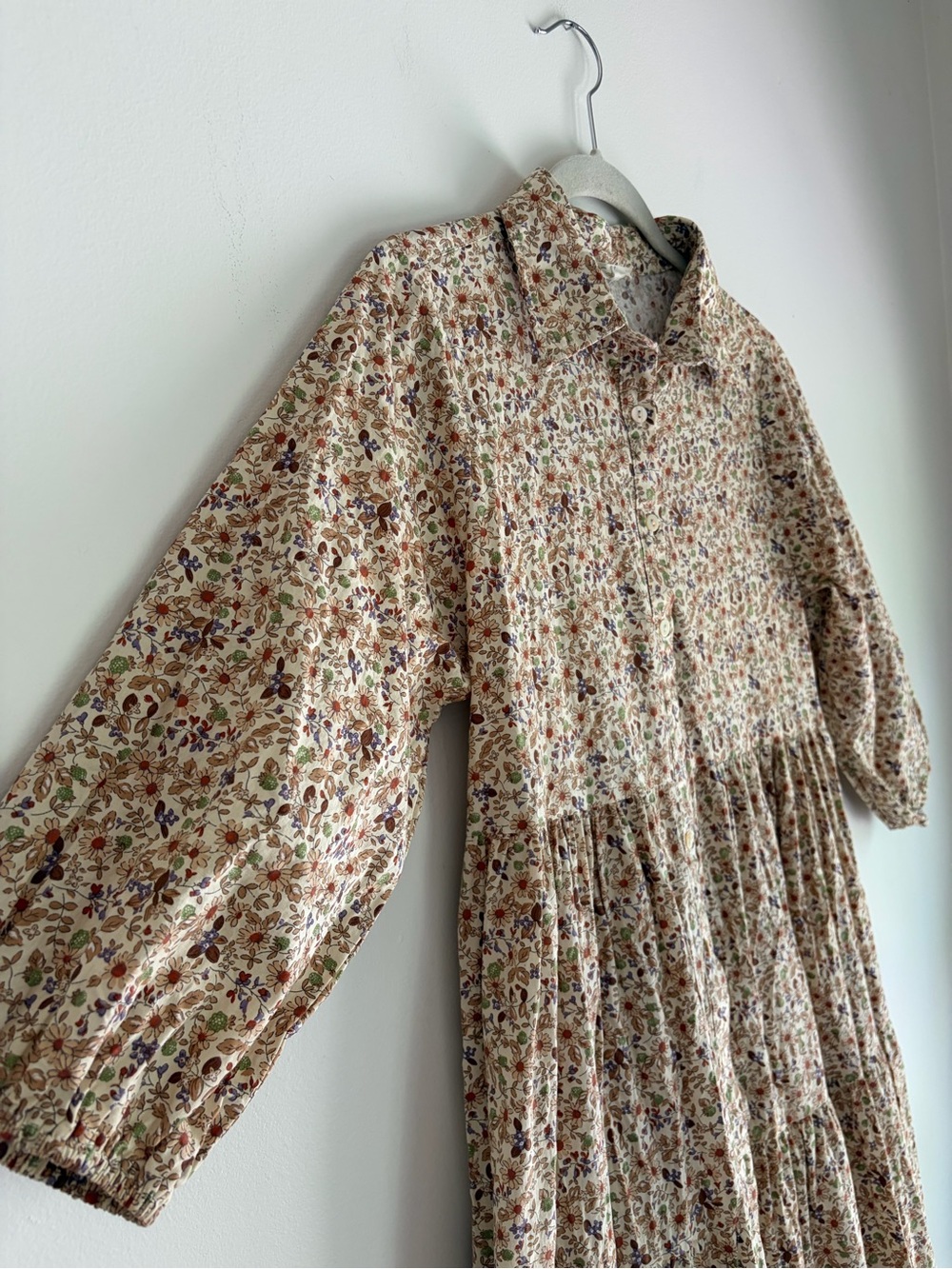 Easel 100% Cotton Floral Cottagecore Prairie Tiered Ruffle Midi Dress Size S - Picture 2 of 7